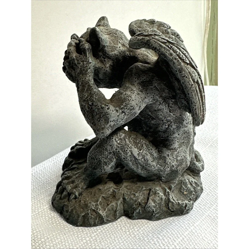 Vintage Summit Collection 4” Gargoyle Statue Figurine Gray Stone See No Evil